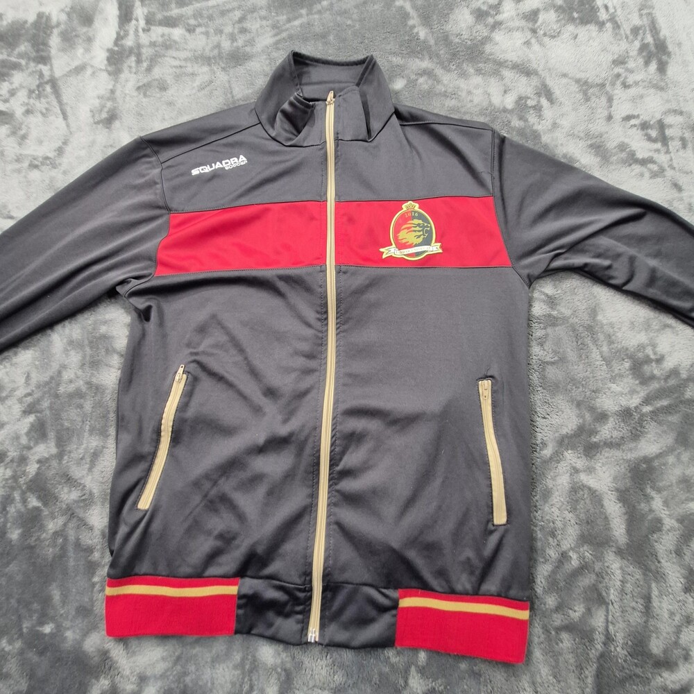 Squadra Track Jacket Mens Small Gray Red Vardar United FC Soccer Full Zip Warmup